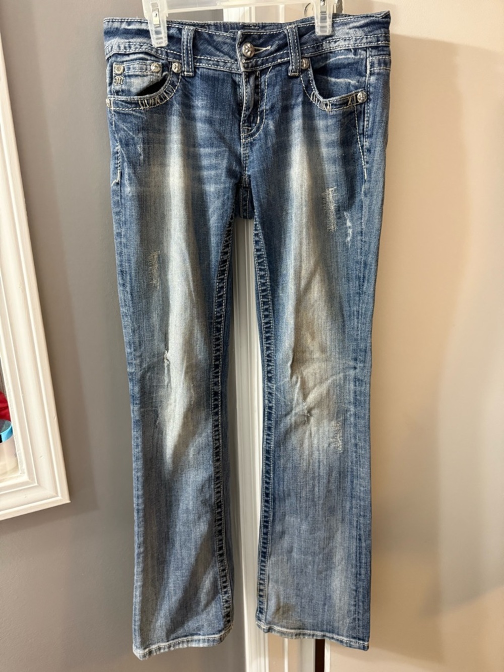 Miss Me Blue Distressed Bootcut Jeans